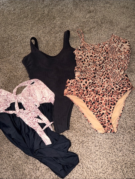 Other - 3 Piece Swimsuit - Black and Leopard Print
